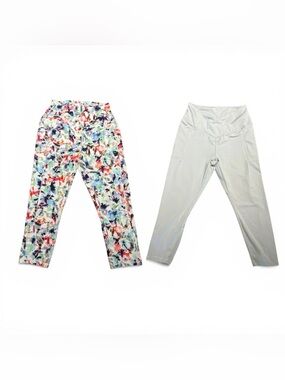 Workout Leggings Bundle Medium RBX Floral Danskin Crossover Pockets